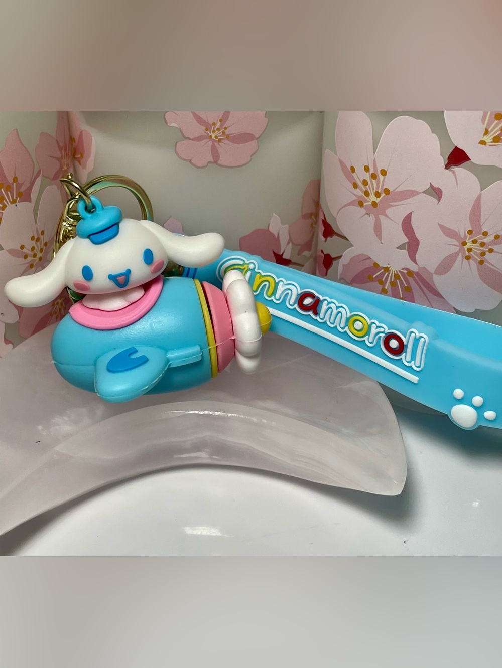 Cinnamoroll Blue & Pink Airplane Keychain